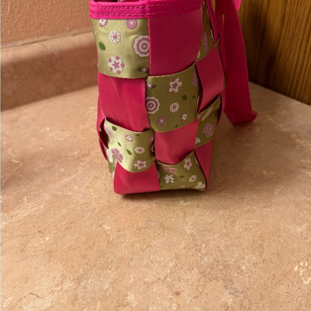 Pink and Green Seatbelt Checkered Women's Bag - Picture 3 of 11